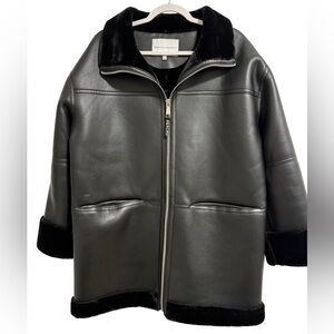 Rebecca Minkoff Ladies' Faux Fur-Trimmed Jacket – Black – Size Medium